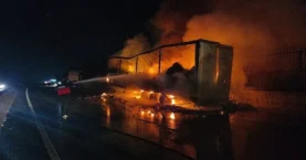 Yalova'da konserve yüklü TIR alev alev yandı